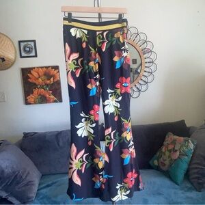 Farm Rio Calla Flared Floral Retro Pants Size S